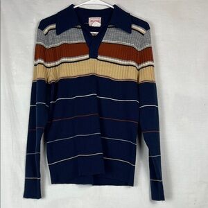 Vintage Blue and Brown Striped Joshua Sweater